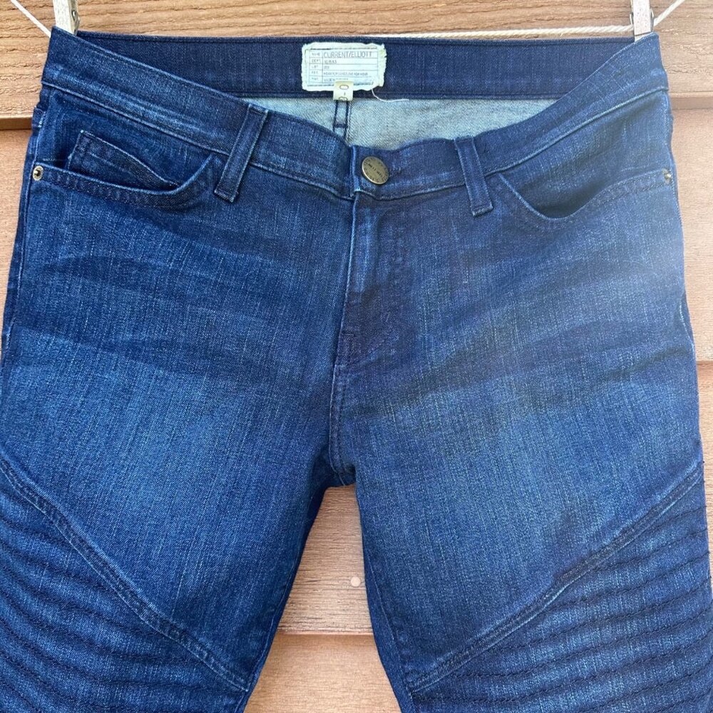Current/Elliott Womens Moto Ankle Skinny Jeans Nashville Style Size 29 Dark Wash - Picture 5 of 13